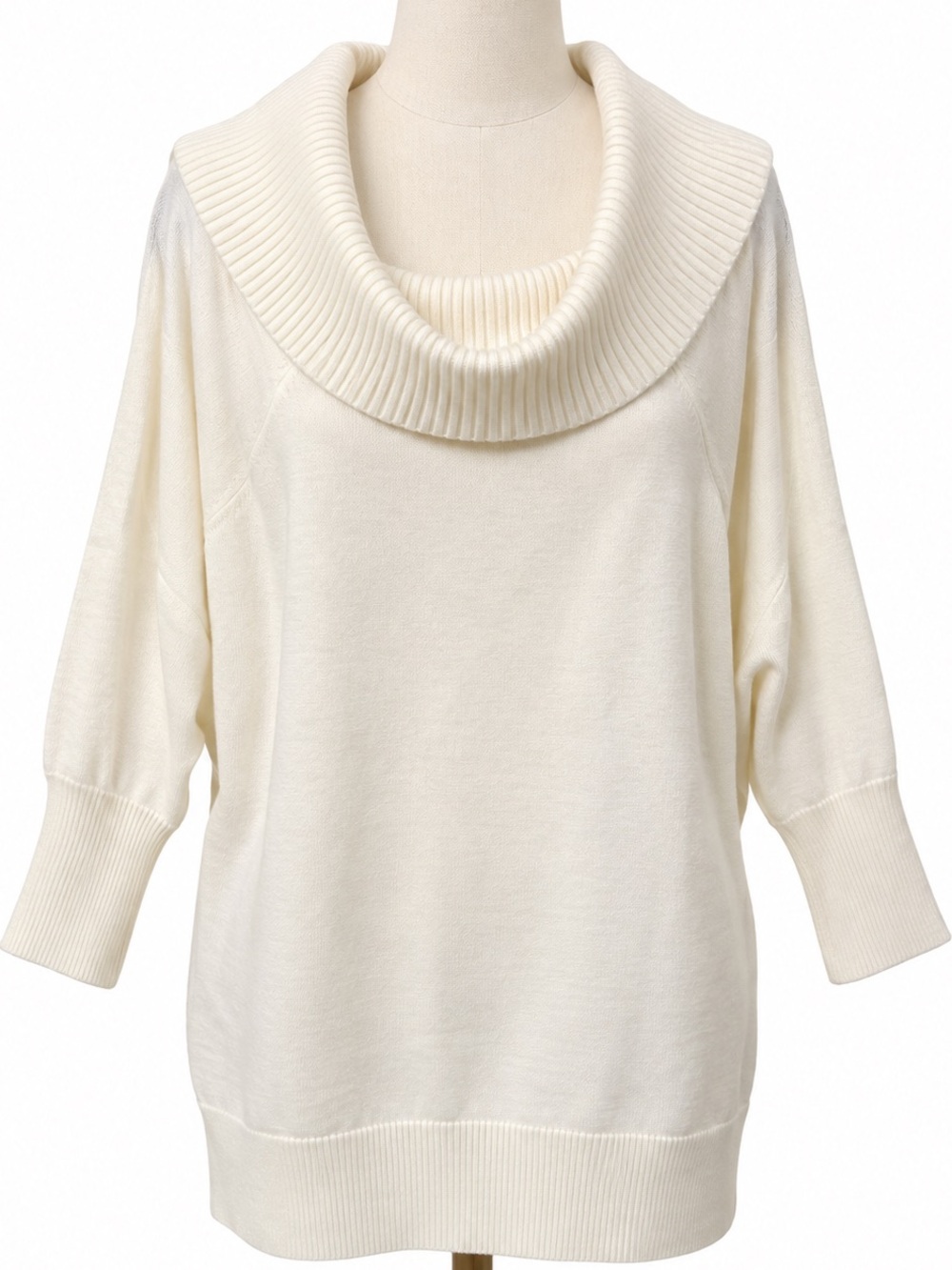 torrid Cream Off-Shoulder Ribbed Collar Sweater